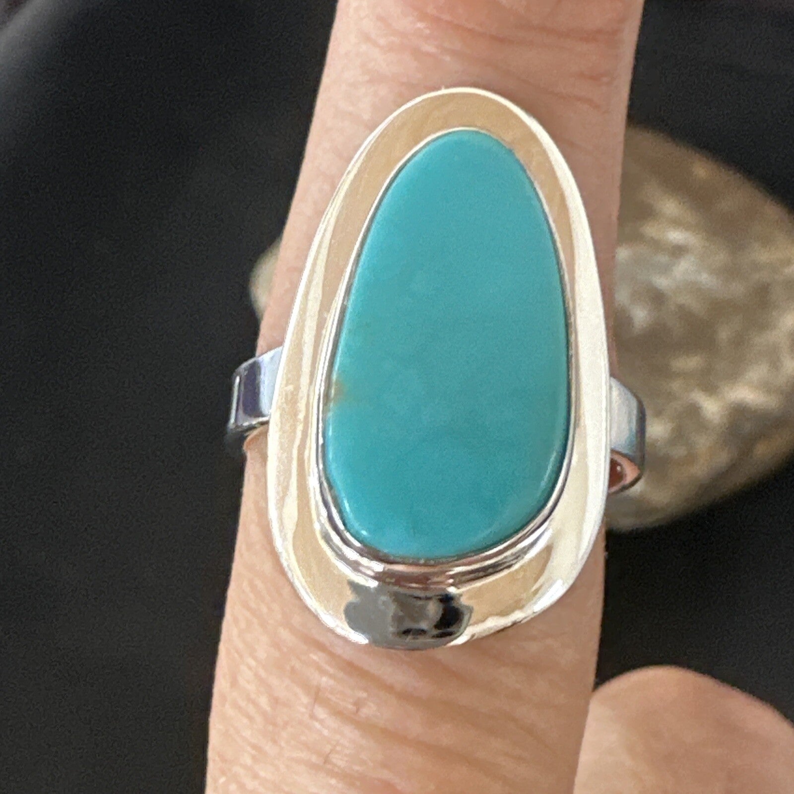Southwestern Sterling Silver Blue Kingman Turquoise Ring Size 9 18530