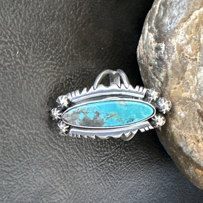 Blue Kingman Turquoise Native American Navajo Sterling Silver Ring Size 7 18630