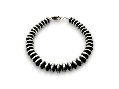 Navajo Sterling Silver Rondelles Saucer Flat Bead Bracelet 6mm 8" 97608