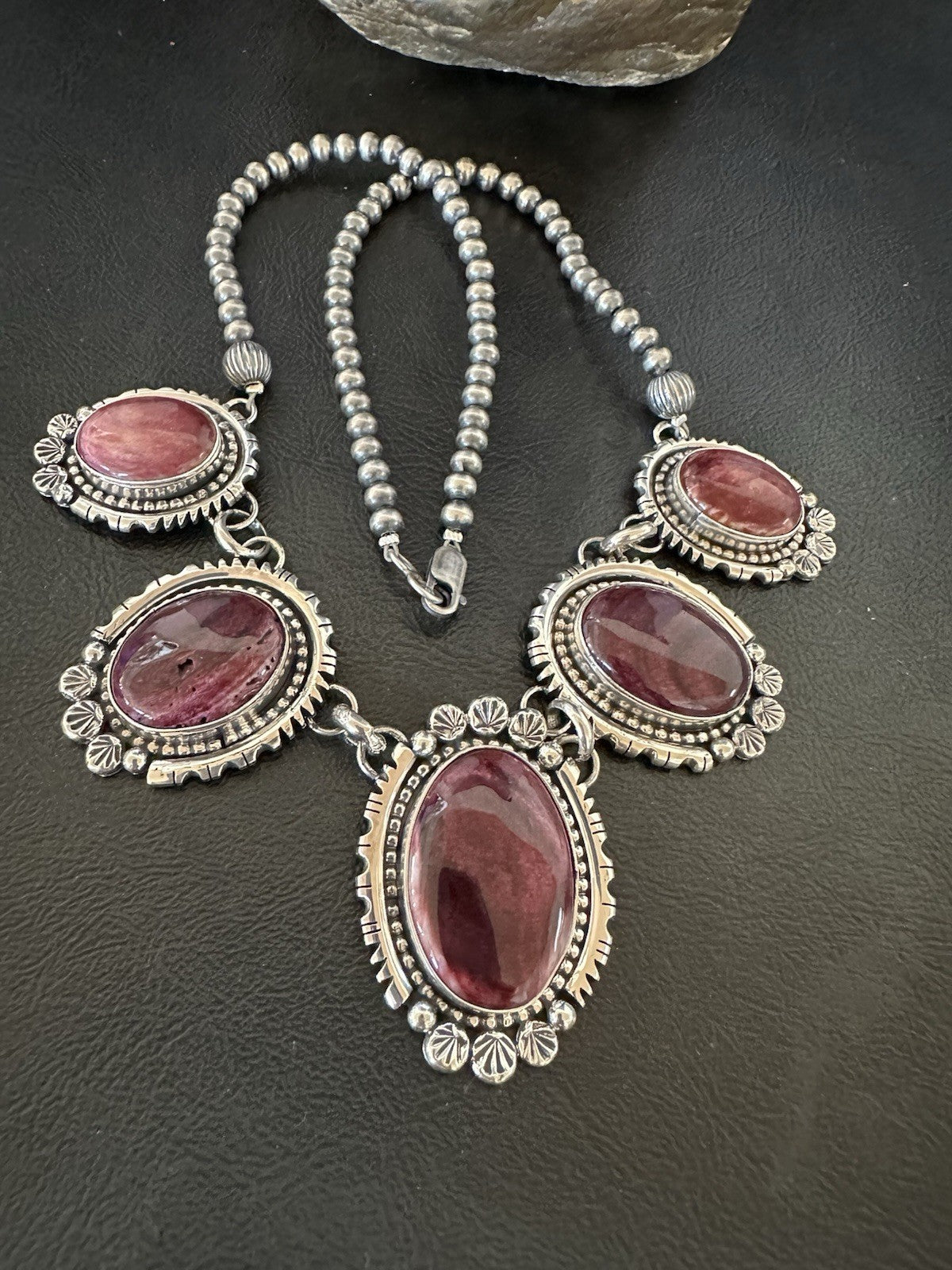 Purple Spiny Oyster Pendant Sterling Silver Choker Necklace 20" 19543