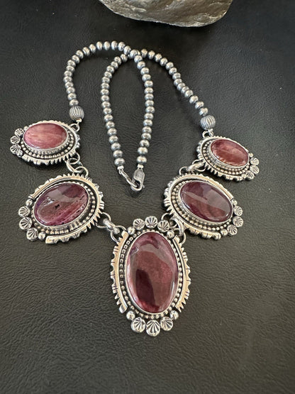 Purple Spiny Oyster Pendant Sterling Silver Choker Necklace 20" 19543