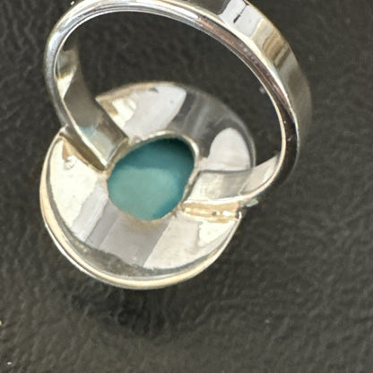Southwestern Sterling Silver Blue Kingman Turquoise Ring Size 7 18508
