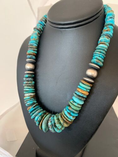 Navajo Graduated Turquoise Necklace Sterling Silver 18" 4242
