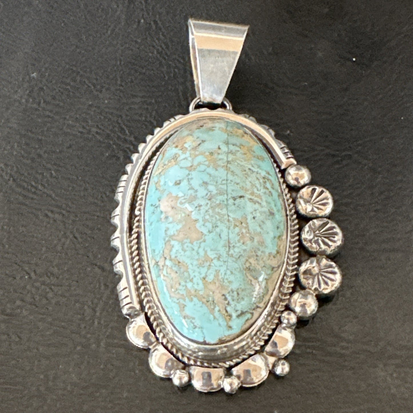 XL Men Women Blue Royston Turquoise Pendant Navajo Sterling Yazzie 19524