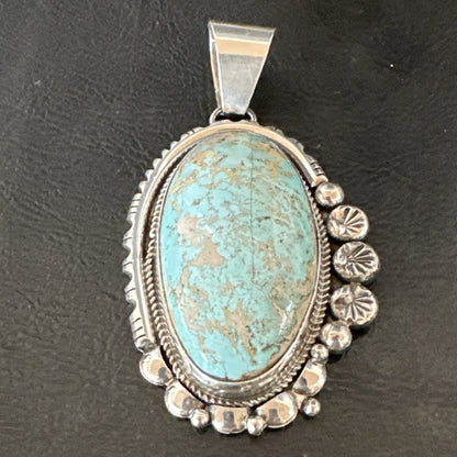 XL Men Women Blue Royston Turquoise Pendant Navajo Sterling Yazzie 19524