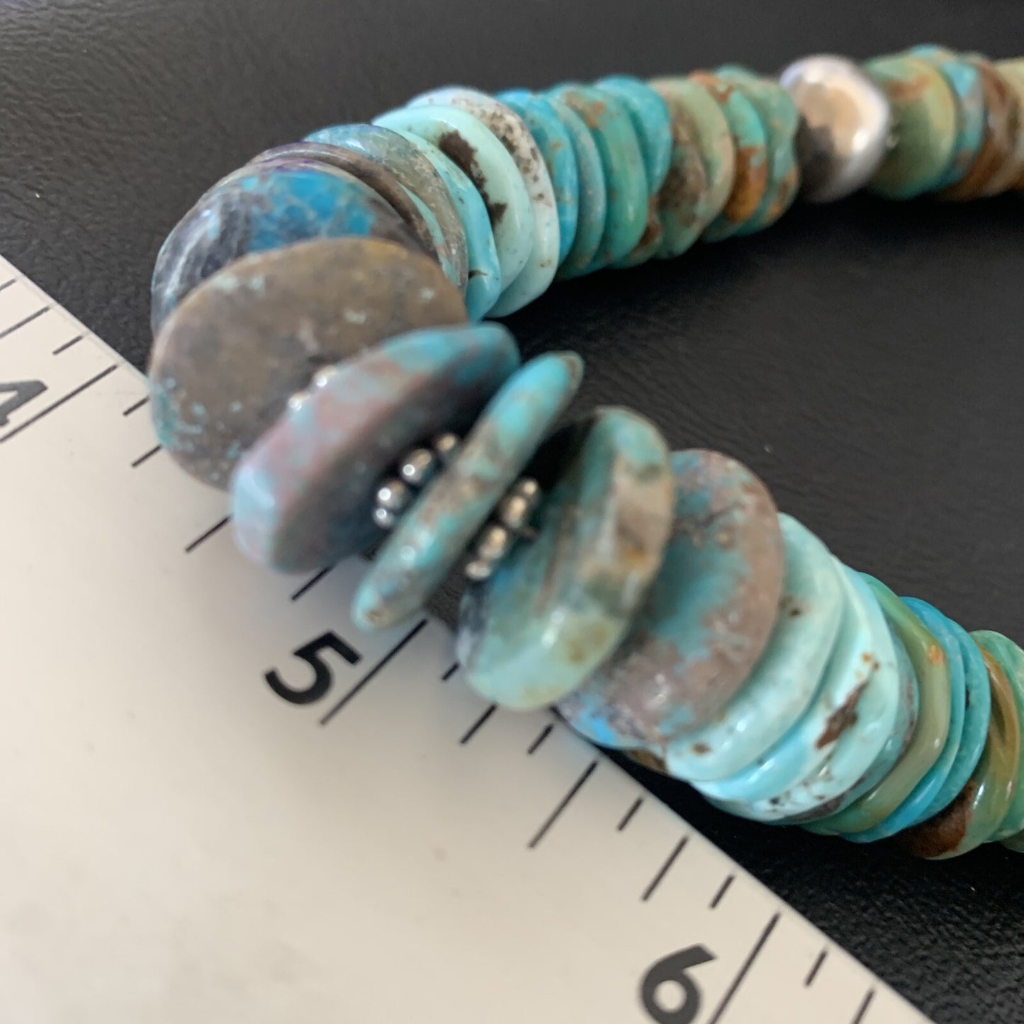 Blue Green Turquoise Navajo Sterling Silver Necklace 20" 11962