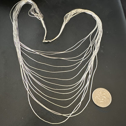 Graduated Bib Heishi Liquid All Sterling Silver 15S Necklace 24" 17242