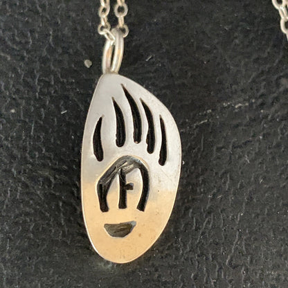 BearPaw Pendant Navajo Sterling Silver Chain Necklace 16" 13691