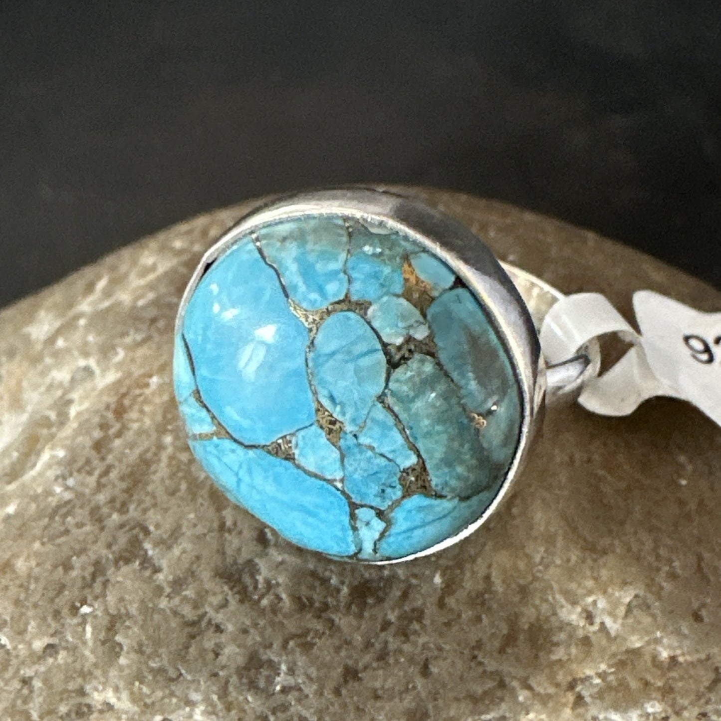 Blue Turquoise#8 Southwestern Sterling Silver Ring Size 7 19740