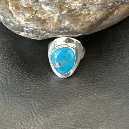 Southwestern Sterling Silver Blue Kingman Turquoise Ring Size 6 18534
