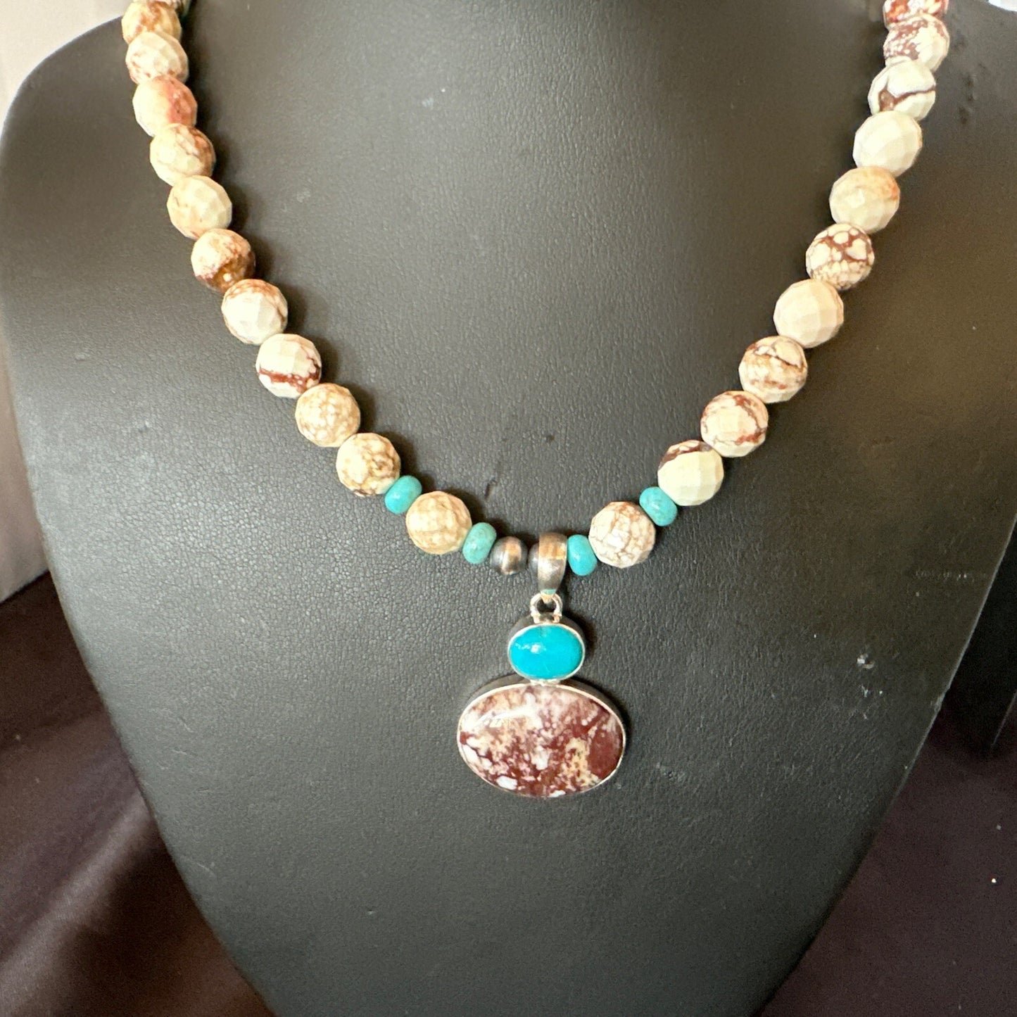 Mens Women Navajo Sterling Silver Wild Horse Turquoise Necklace Pendant 20”18323