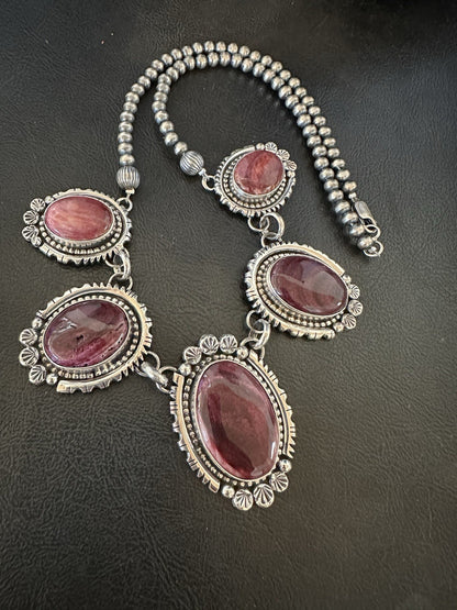Purple Spiny Oyster Pendant Sterling Silver Choker Necklace 20" 19543