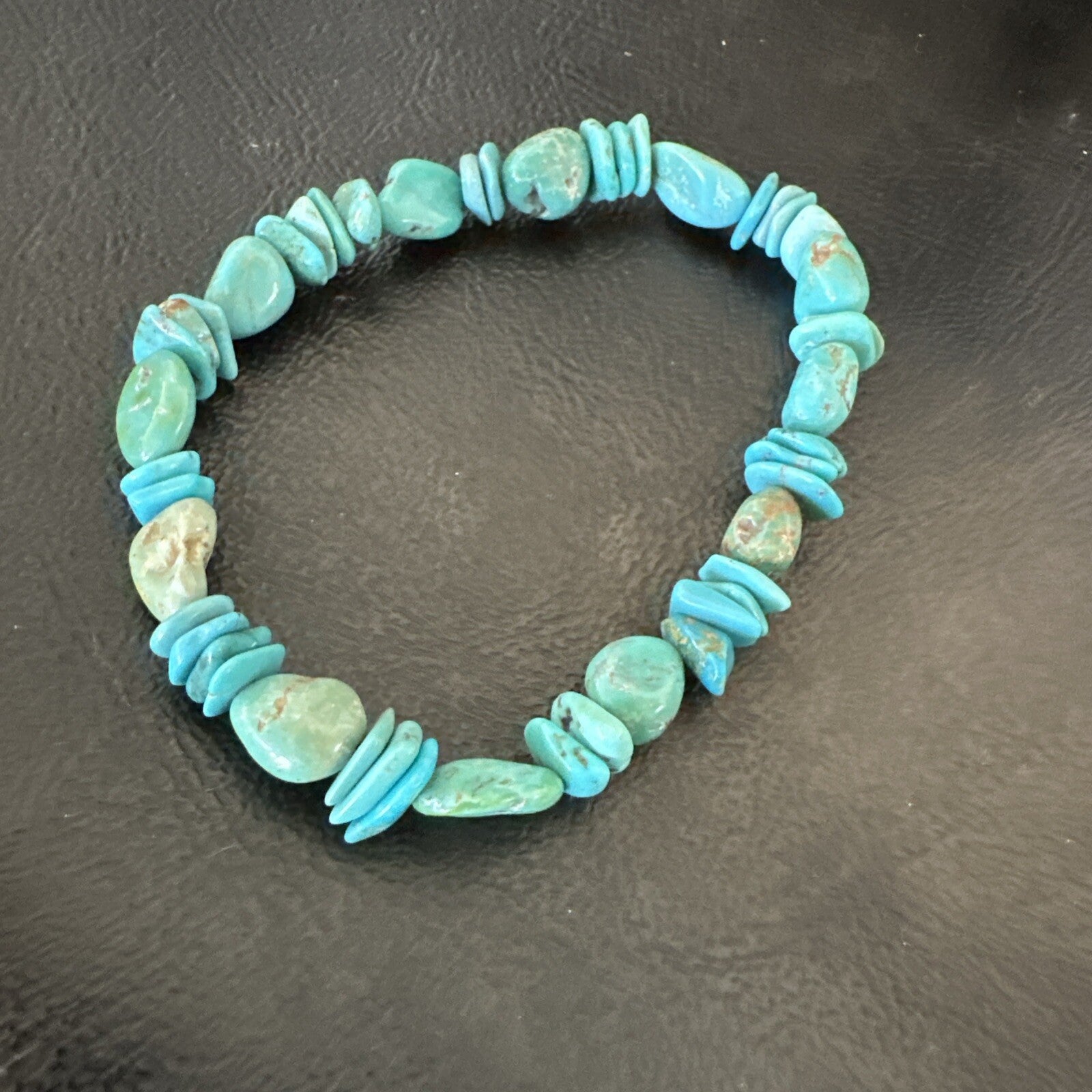 Mens Womens Blue Green Turquoise Stretch Stone Friendship Bracelet 7" 18858