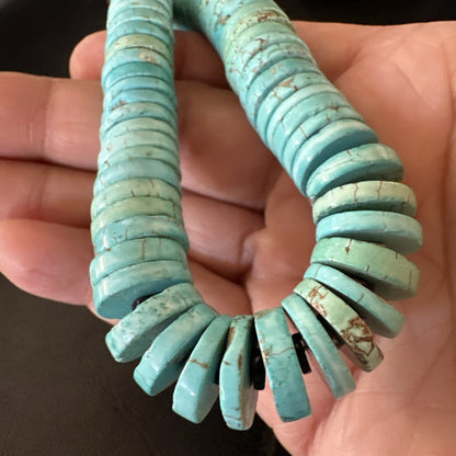 Santo Domingo Stabilized Blue Turquoise Necklace 26” 19599