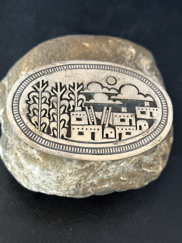 Pueblo Cutout Authentic Concho Belt Buckle | Sterling Silver | Authentic Native American Handmade | 14799