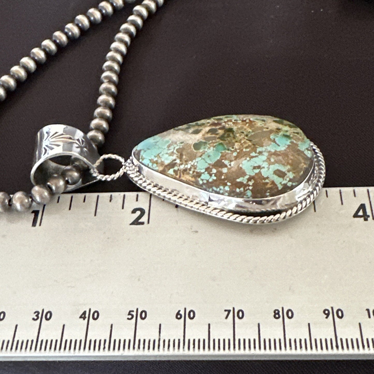 Mens Women Navajo Sterling Silver Green Royston Turquoise Necklace Pendant 18051