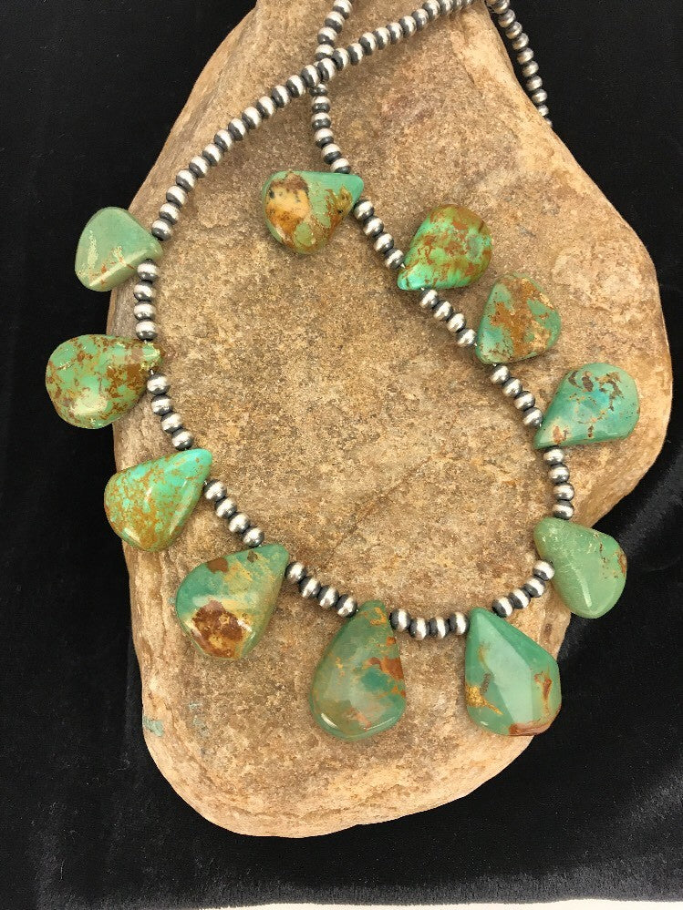 Native American Navajo Pearls St Silver Royston Turquoise Necklace 10072