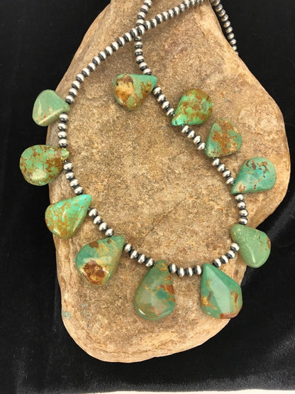 Native American Navajo Pearls St Silver Royston Turquoise Necklace 10072