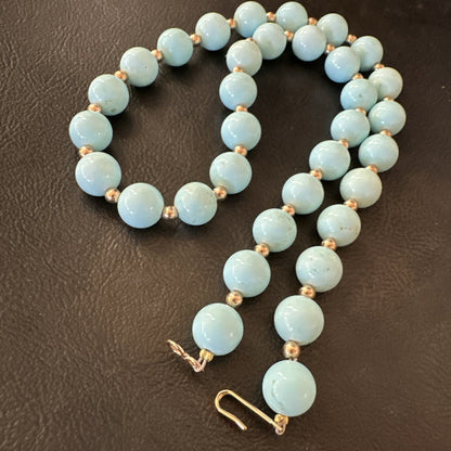 Goldfilled Womens 10mm Blue Dry Creek Turquoise Navajo Necklace 19” 18588