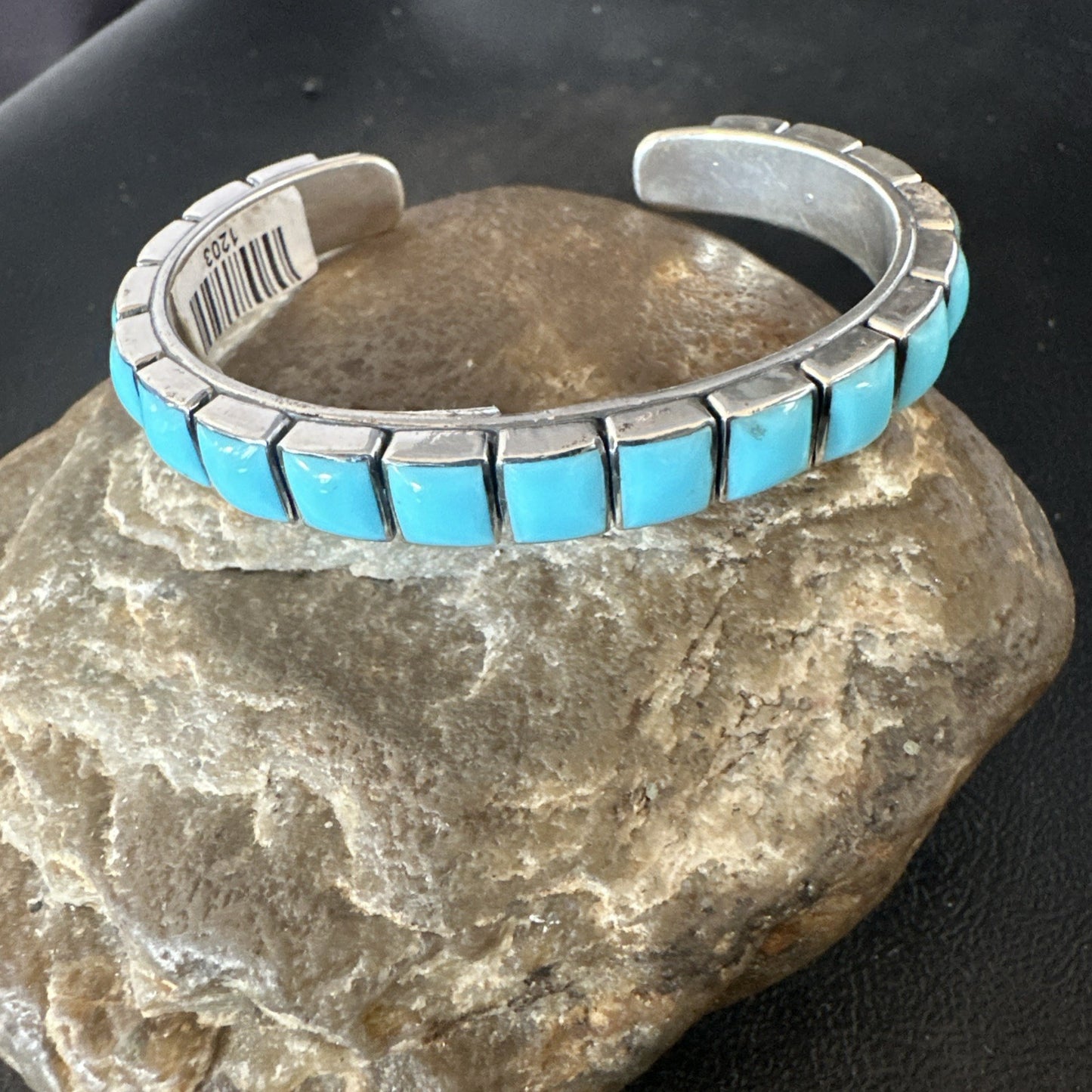 Blue Kingman SB Turquoise Navajo Sterling Silver Cuff Bracelet 6.5" 19069
