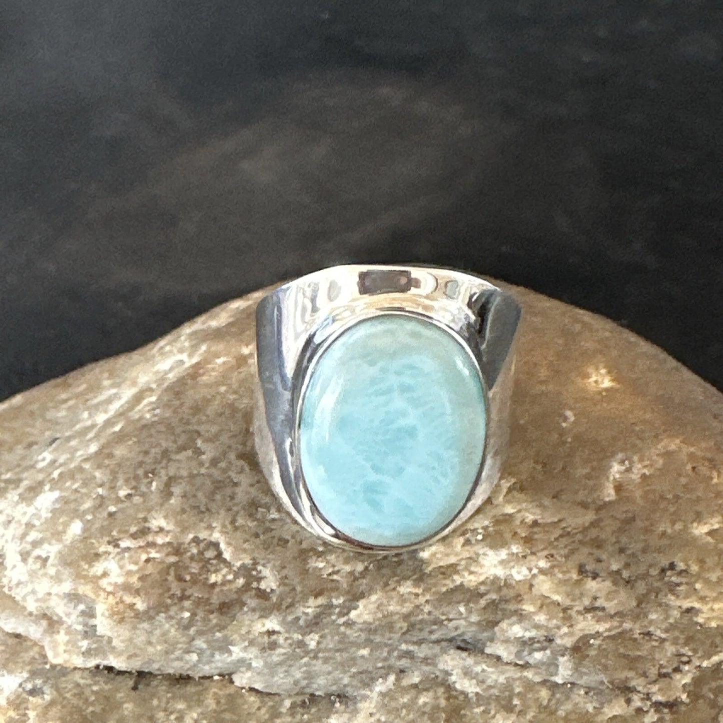 Womens Blue Larimar Navajo Sterling Silver Ring Size 8 17669