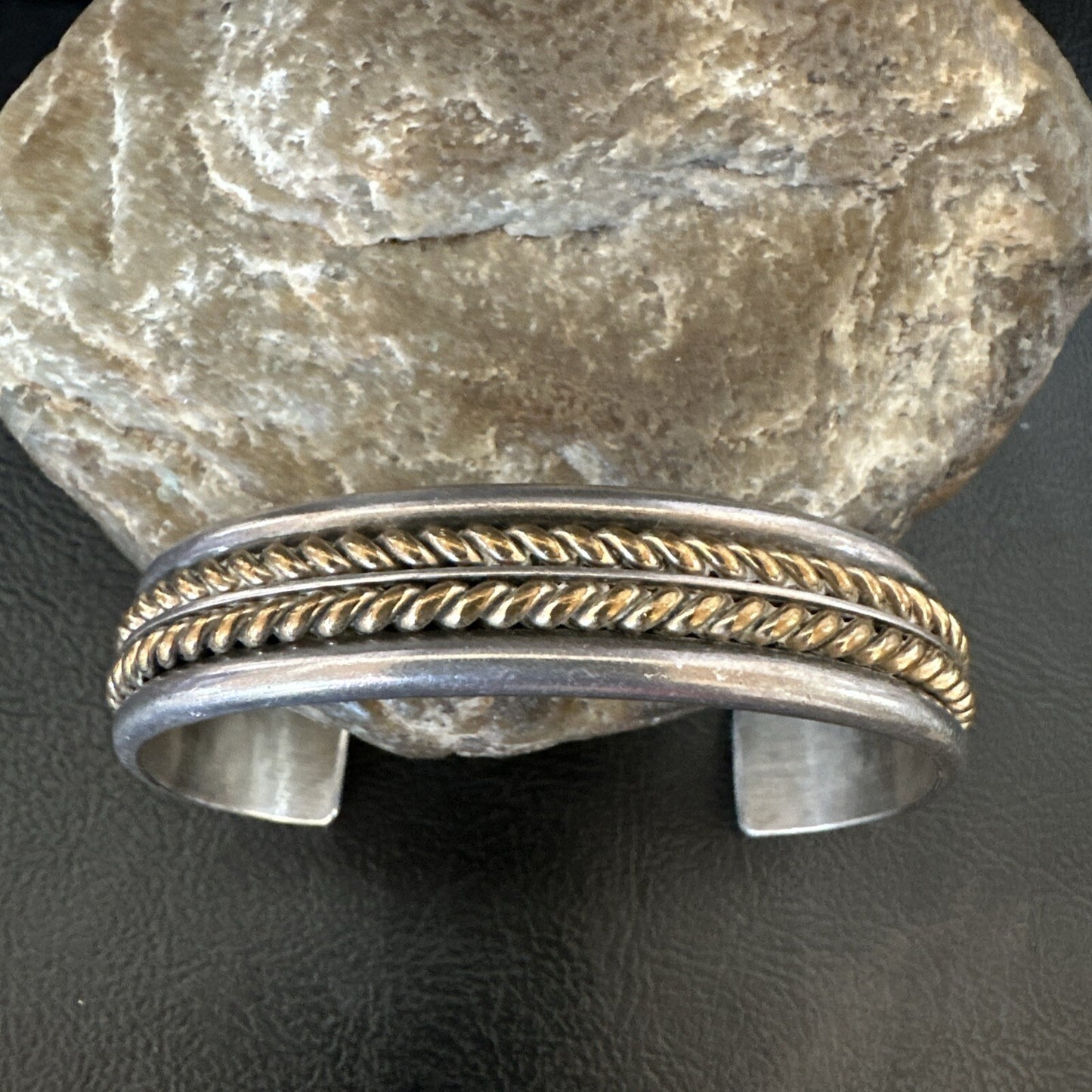 12K Gold filled Navajo Sterling Silver Twist Wire Cuff Bracelet 18123