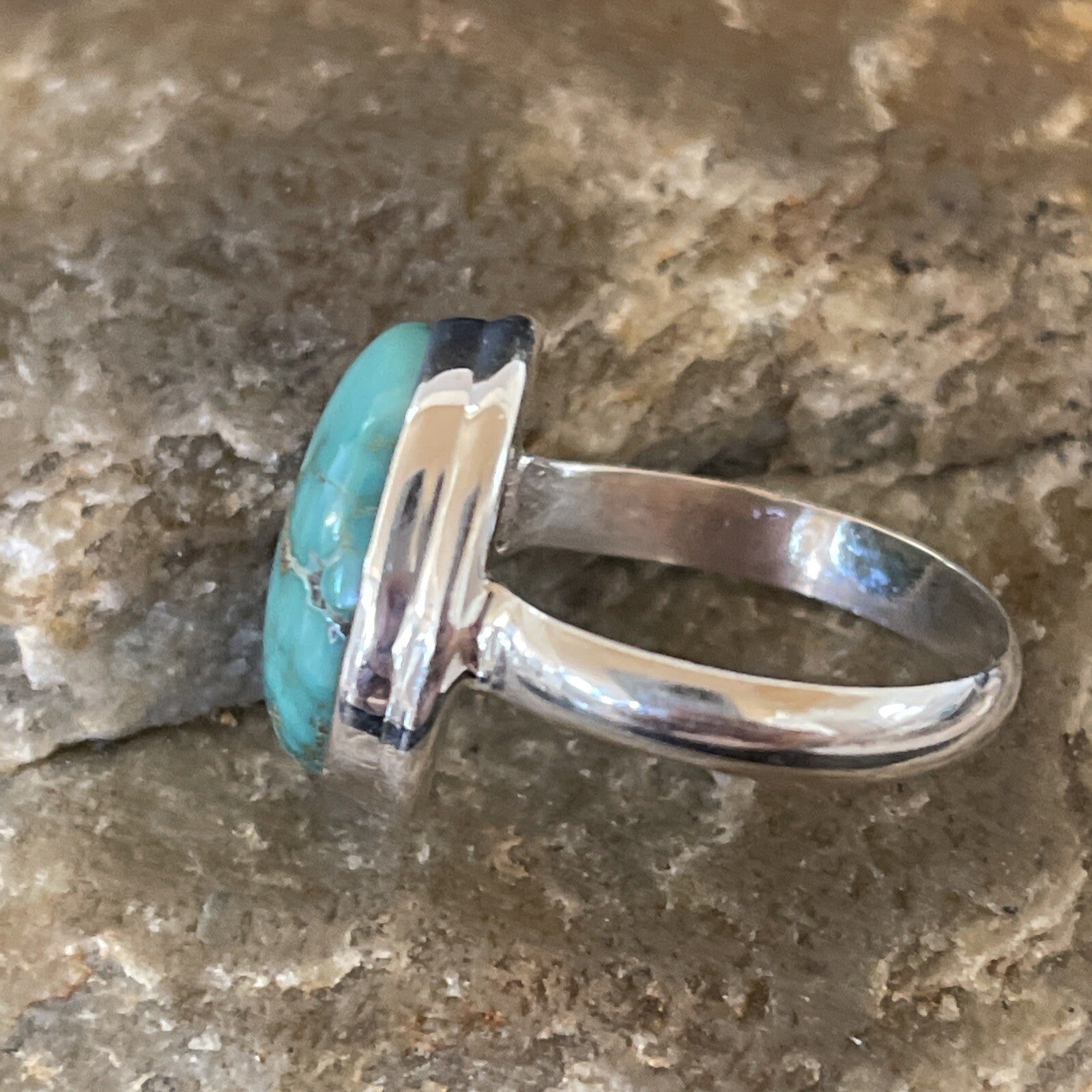 Native American Navajo Sterling Silver Blue Turquoise Ring Size 7 11415