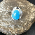 Southwestern Blue Kingman Turquoise Ring Size 8 | Sterling Silver | Authentic Native American Handmade | 18523
