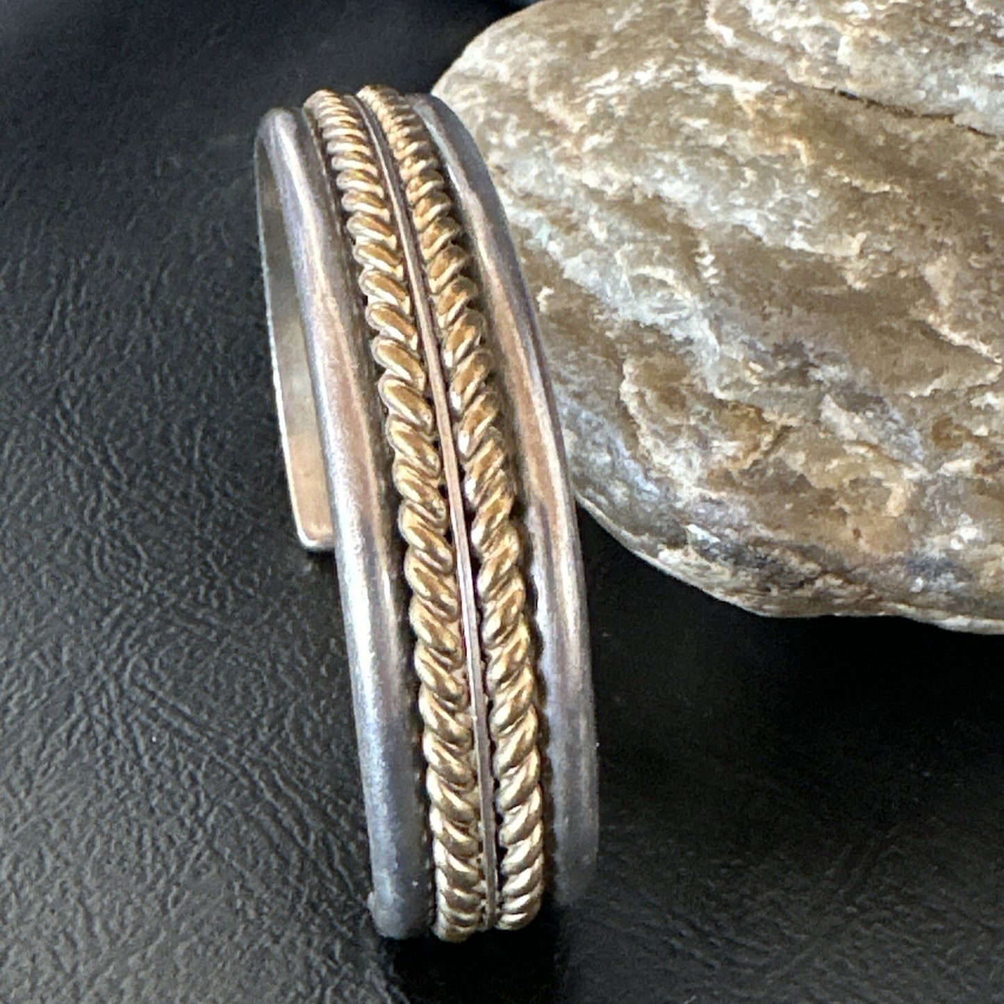12K Gold filled Navajo Sterling Silver Twist Wire Cuff Bracelet 18123