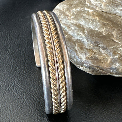 12K Gold filled Navajo Sterling Silver Twist Wire Cuff Bracelet 18123