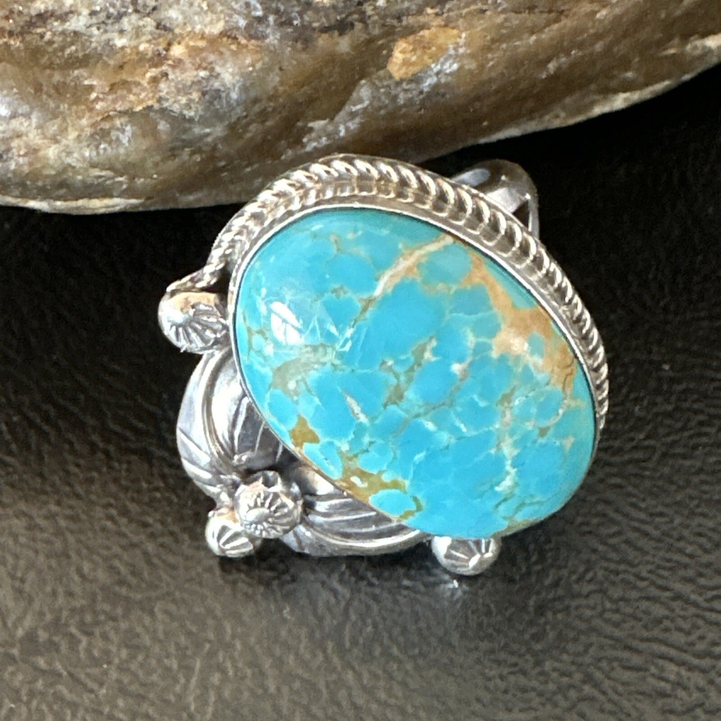 Navajo Sterling Silver Blue Turquoise #8 Ring Sets Sz 8 18106