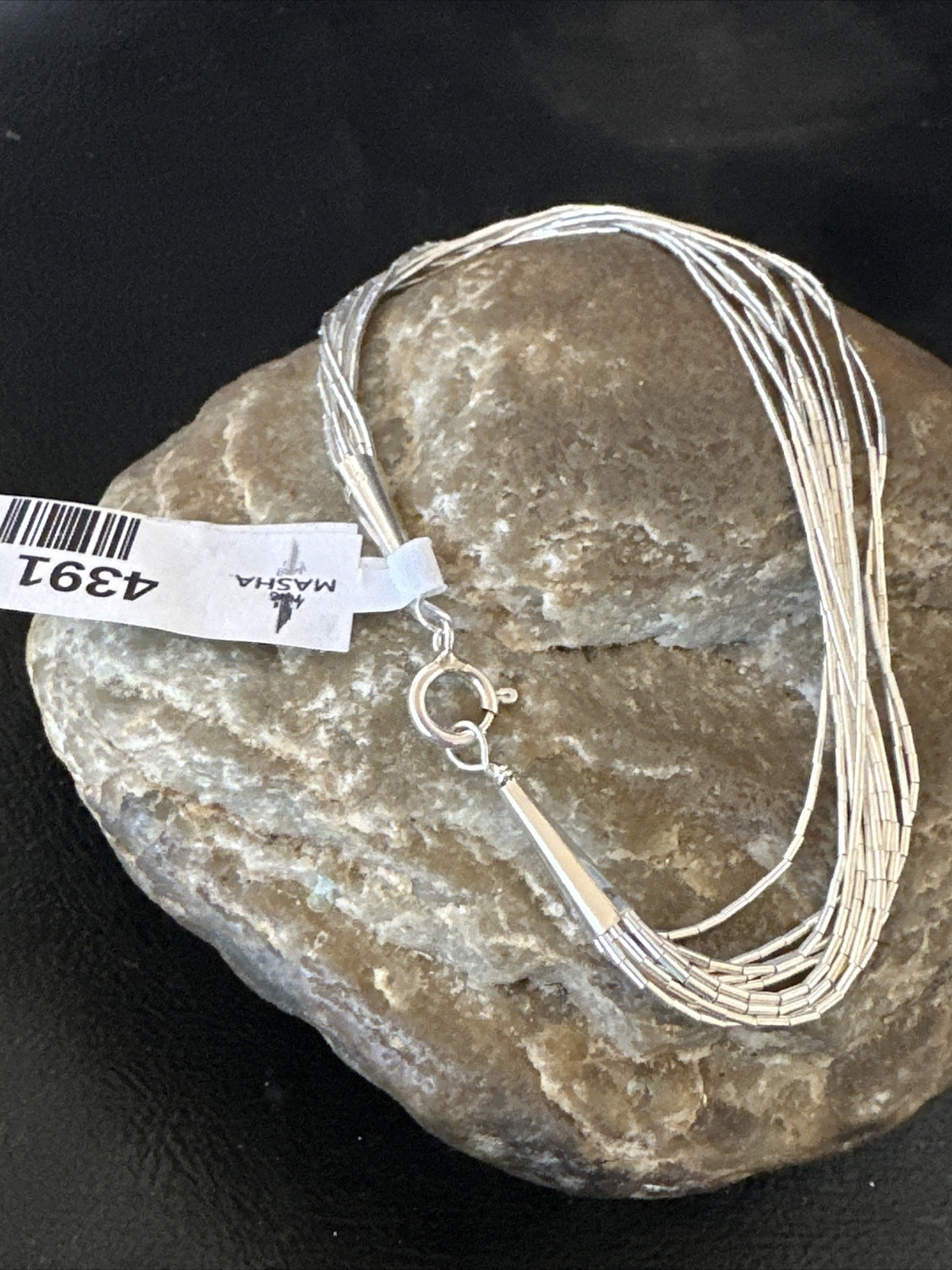 Womens Heishi Liquid Sterling Silver 10 Strands Bracelet 8” 4391