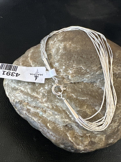 Womens Heishi Liquid Sterling Silver 10 Strands Bracelet 8” 4391