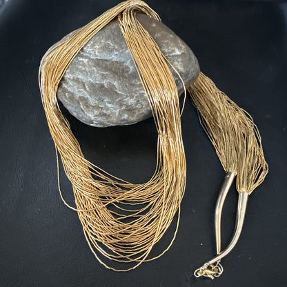 GoldFilled Heishi Tubes Bib 50 Strand 32” Liquid Sterling Silver Necklace 19757