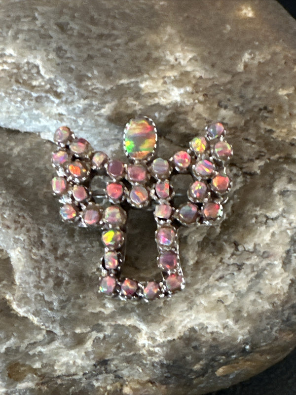 Women's Red Opal Navajo Butterfly Angel Pin Pendant | Sterling Silver | Authentic Native American Handmade | 18157