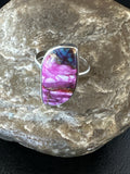 Blue Turquoise Purple Spiny Oyster Navajo Ring Size 10 | Sterling Silver | Authentic Native American Handmade | 18202