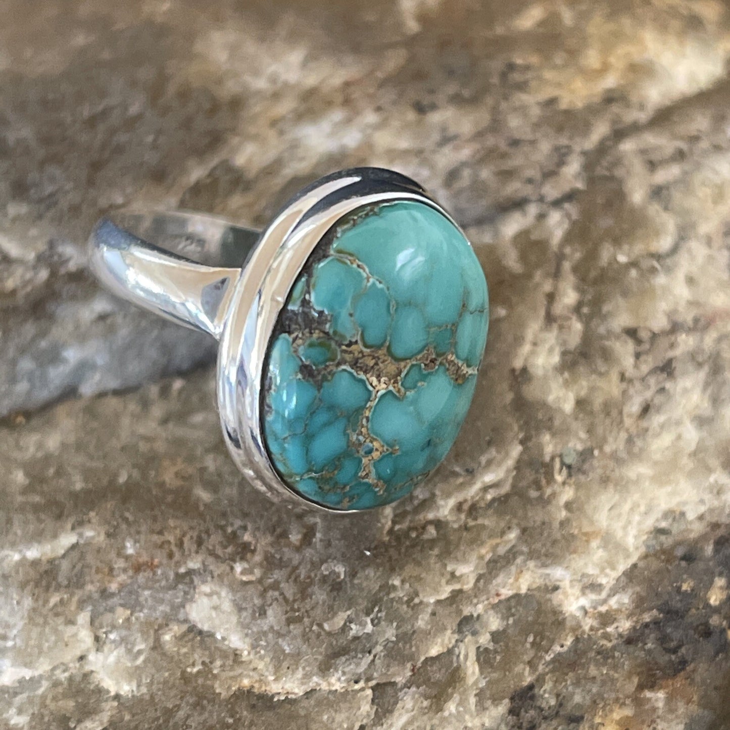 Native American Navajo Sterling Silver Blue Turquoise Ring Size 7 11415