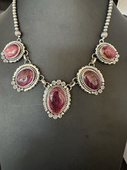 Purple Spiny Oyster Pendant Choker Necklace 20" | Sterling Silver | Authentic Native American Handmade | 19543