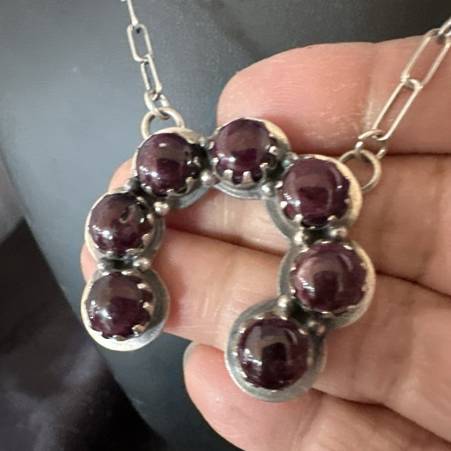 Purple Spiny Oyster Naja Pendant Navajo Sterling Silver Chain 20” Necklace 18853