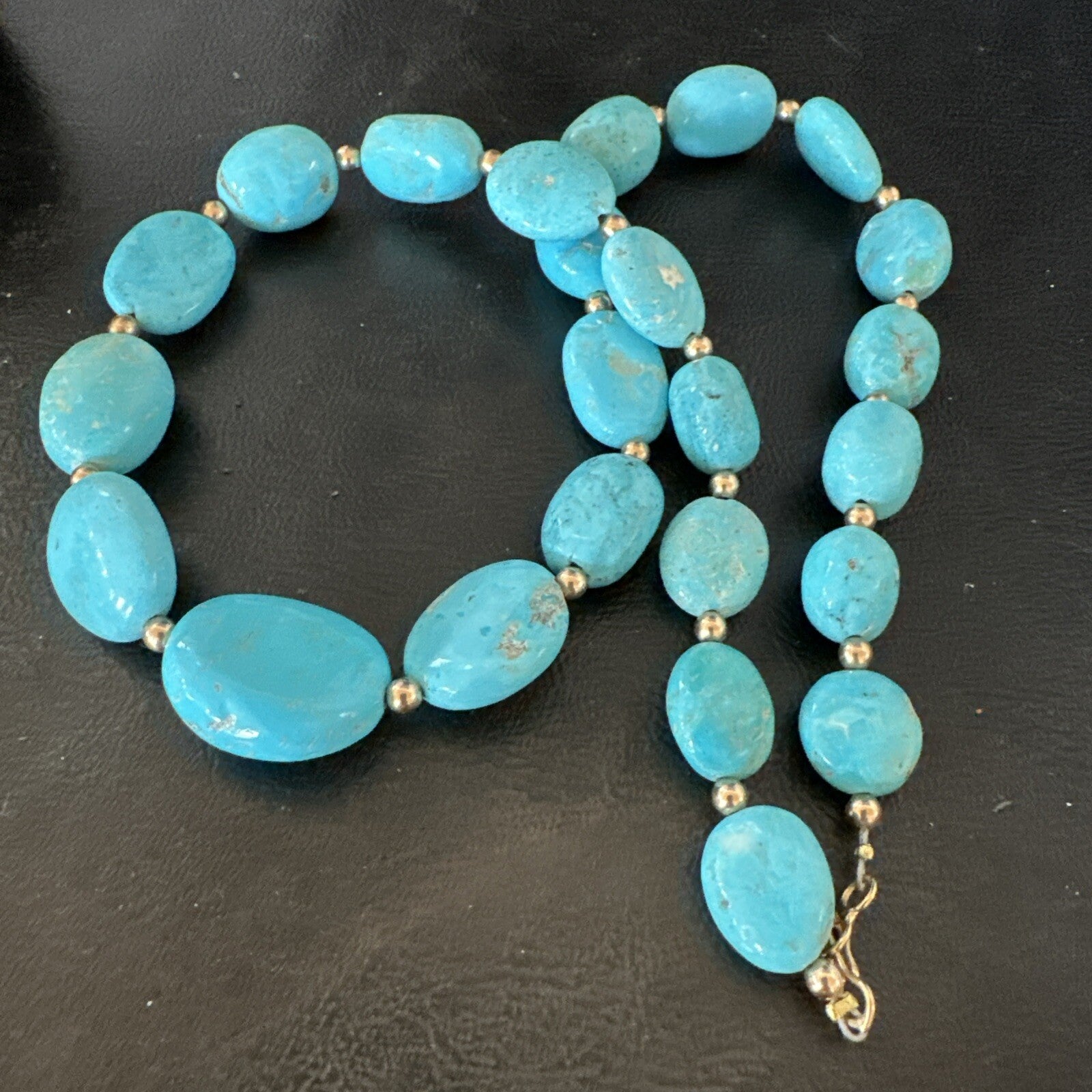 Authentic Gold filled Blue Sleeping Beauty Turquoise Navajo Necklace 20” 18607