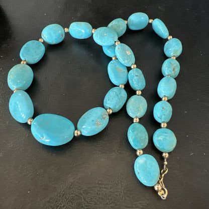 Authentic Gold filled Blue Sleeping Beauty Turquoise Navajo Necklace 20” 18607