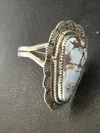 Blue Golden Hill Turquoise Navajo Sterling Silver Ring Size 11 19822