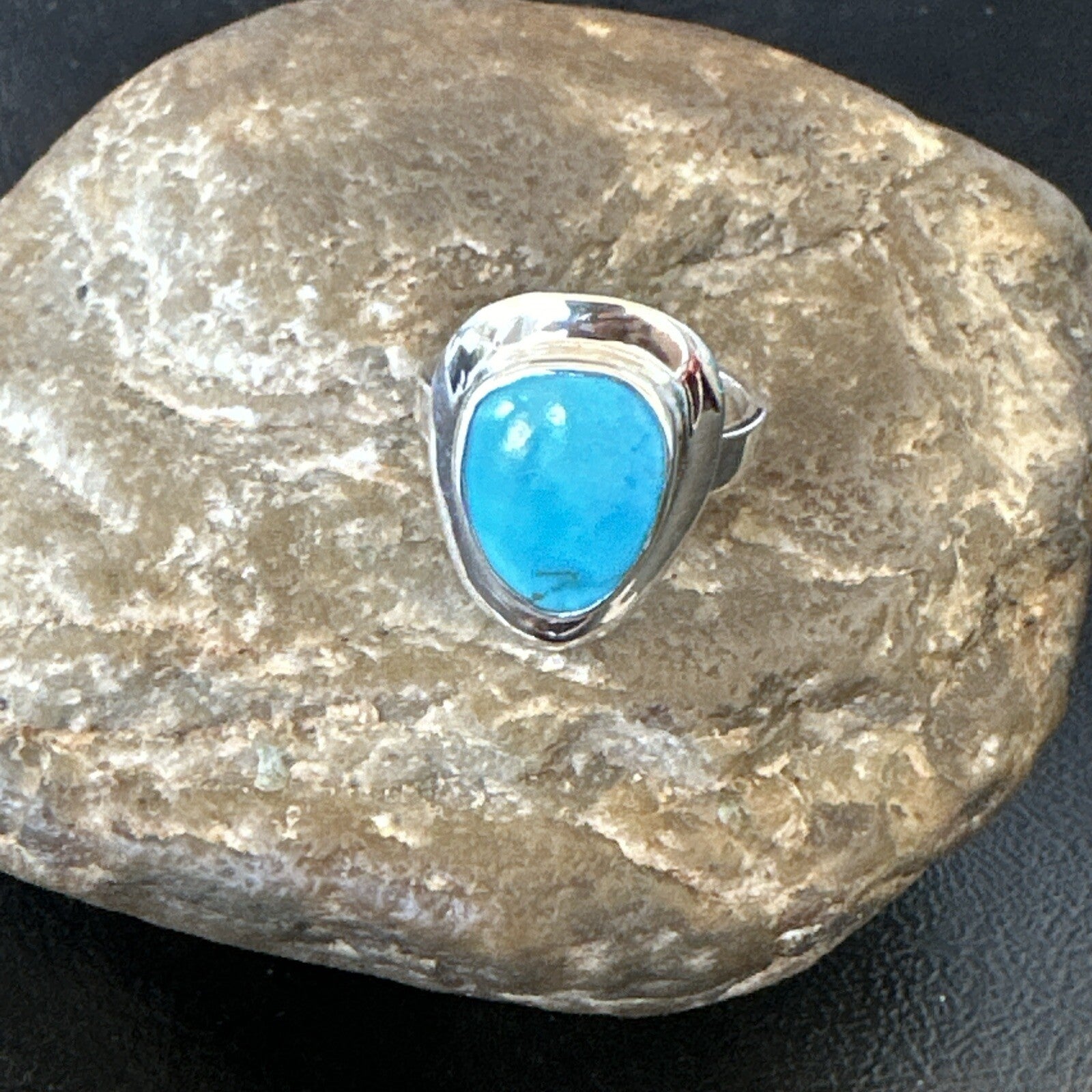 Southwestern Sterling Silver Blue Kingman Turquoise Ring Size 9 18527