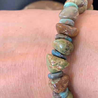 Womens Blue Green Turquoise Stretch Stone Friendship Bracelet 11822