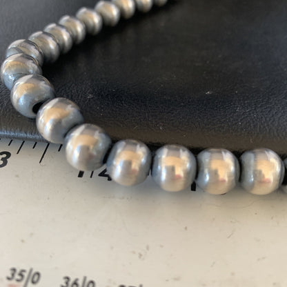 Native American Navajo 10mm Beads 8” Sterling Silver Bracelet 91008