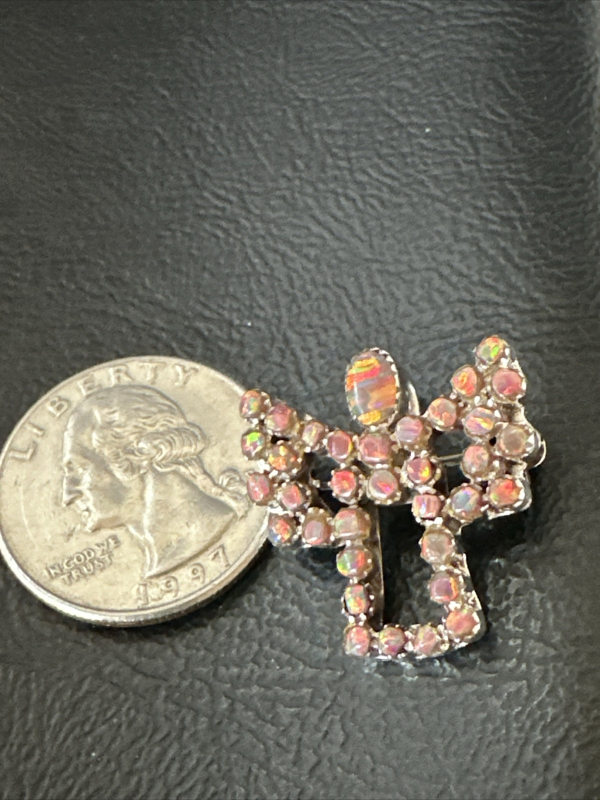 Womens Red Opal Navajo Sterling Silver Butterfly Angel Pin Pendant 18157