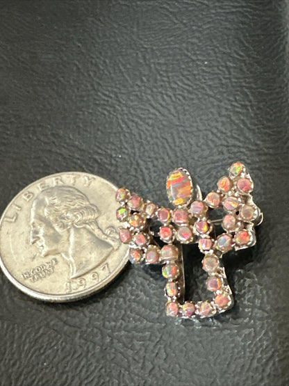 Womens Red Opal Navajo Sterling Silver Butterfly Angel Pin Pendant 18157