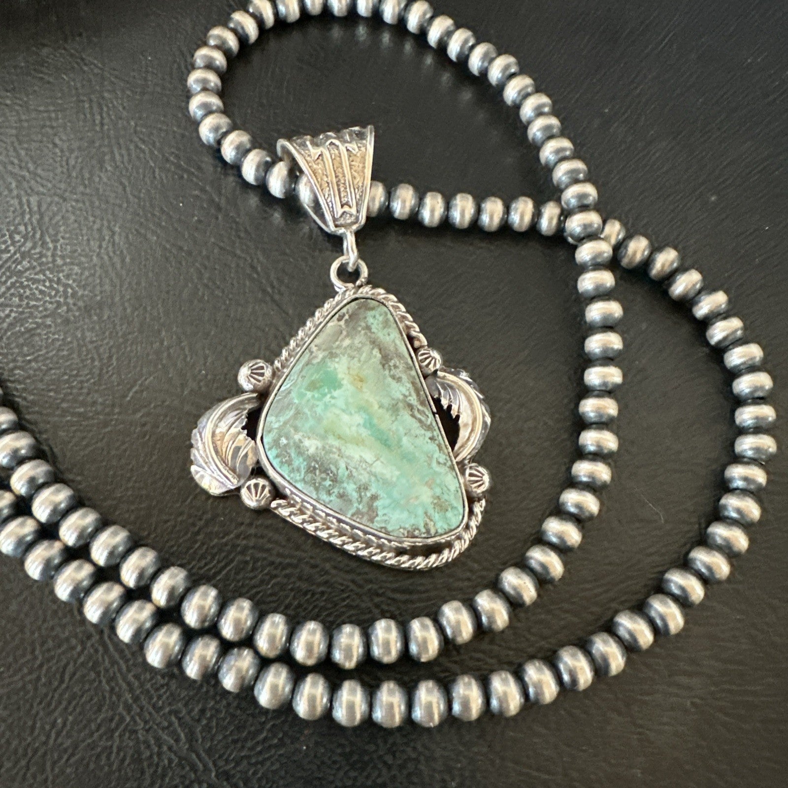 WoMens Navajo Pearls Sterling Silver Royston Turquoise Necklace Pendant 19363