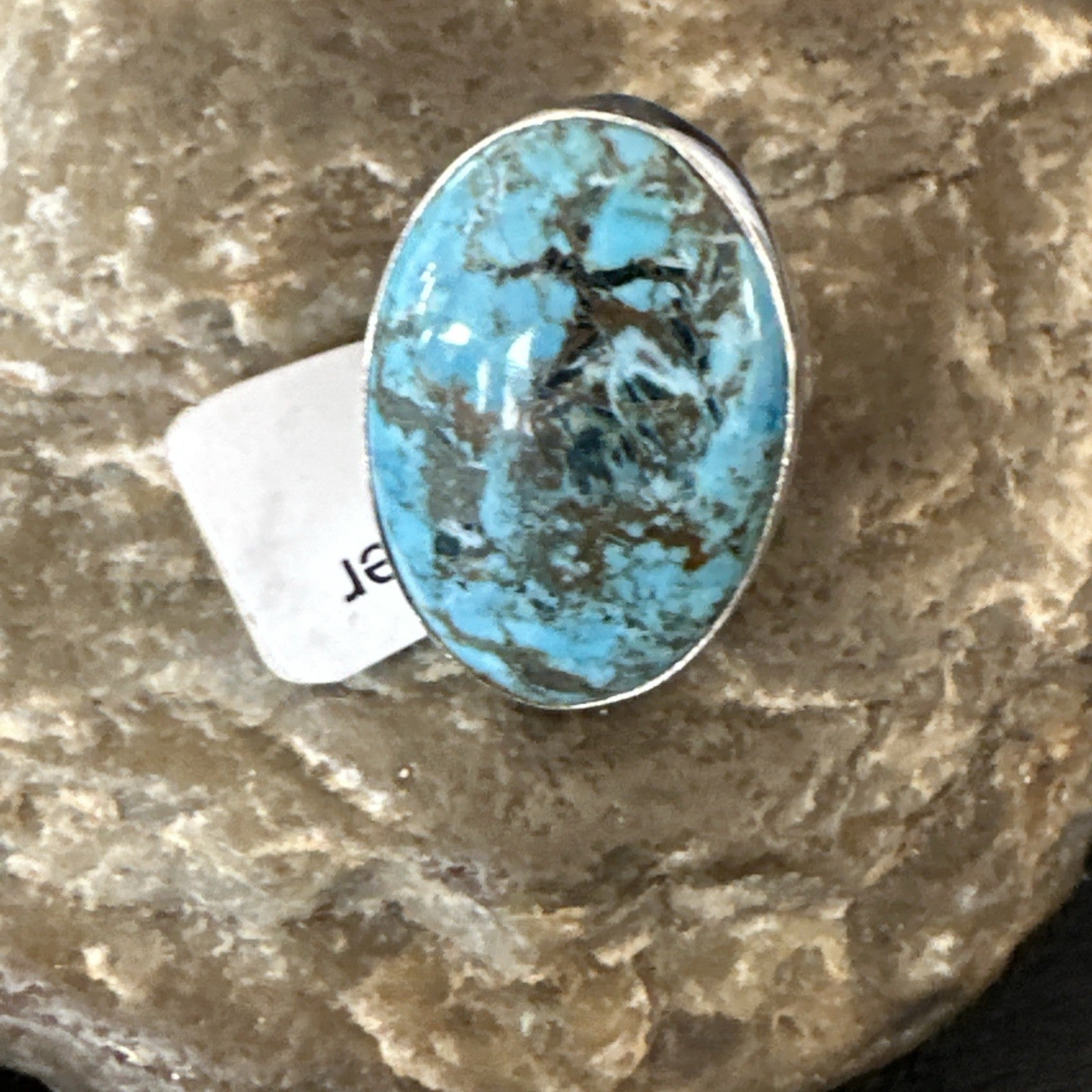 Blue Turquoise#8 Southwestern Sterling Silver Ring Size 7 19737