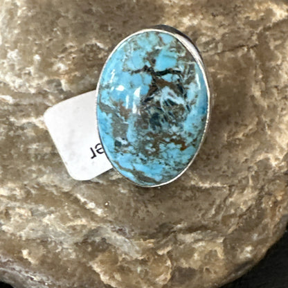 Blue Turquoise#8 Southwestern Sterling Silver Ring Size 7 19737